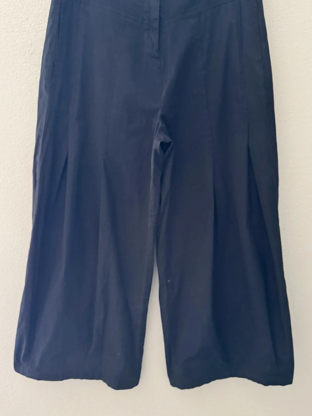 Eleven Stitch Design Wide Leg Pants Large Black Cotton Poplin Minimalist Boho - Picture 4 of 10